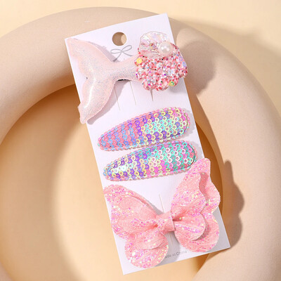 4kom/set Jednobojne pamučne mašne za kosu Štiljke za djevojčice Kožne leptir ukosnice Ukosnice Pokrivala za glavu Dodaci za kosu