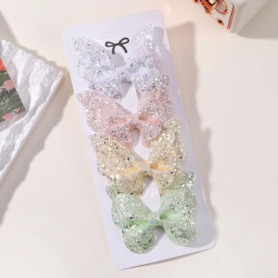 4kom/set Jednobojne pamučne mašne za kosu Štiljke za djevojčice Kožne leptir ukosnice Ukosnice Pokrivala za glavu Dodaci za kosu