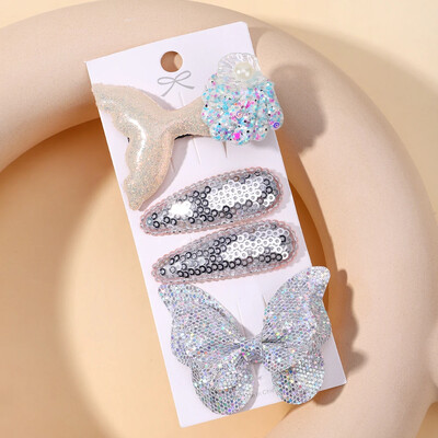 4kom/set Jednobojne pamučne mašne za kosu Štiljke za djevojčice Kožne leptir ukosnice Ukosnice Pokrivala za glavu Dodaci za kosu