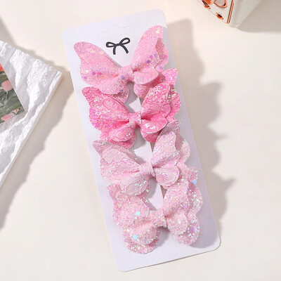 4kom/set Jednobojne pamučne mašne za kosu Štiljke za djevojčice Kožne leptir ukosnice Ukosnice Pokrivala za glavu Dodaci za kosu