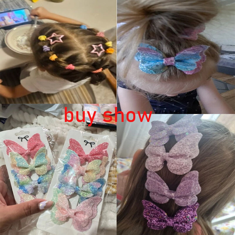 4kom/set Jednobojne pamučne mašne za kosu Štiljke za djevojčice Kožne leptir ukosnice Ukosnice Pokrivala za glavu Dodaci za kosu