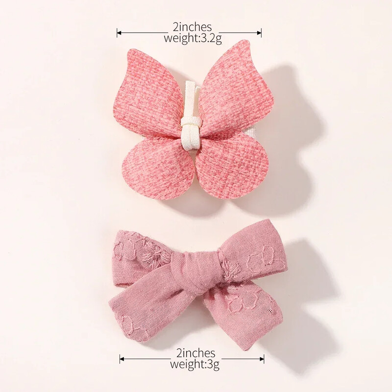 4kom/set Jednobojne pamučne mašne za kosu Štiljke za djevojčice Kožne leptir ukosnice Ukosnice Pokrivala za glavu Dodaci za kosu