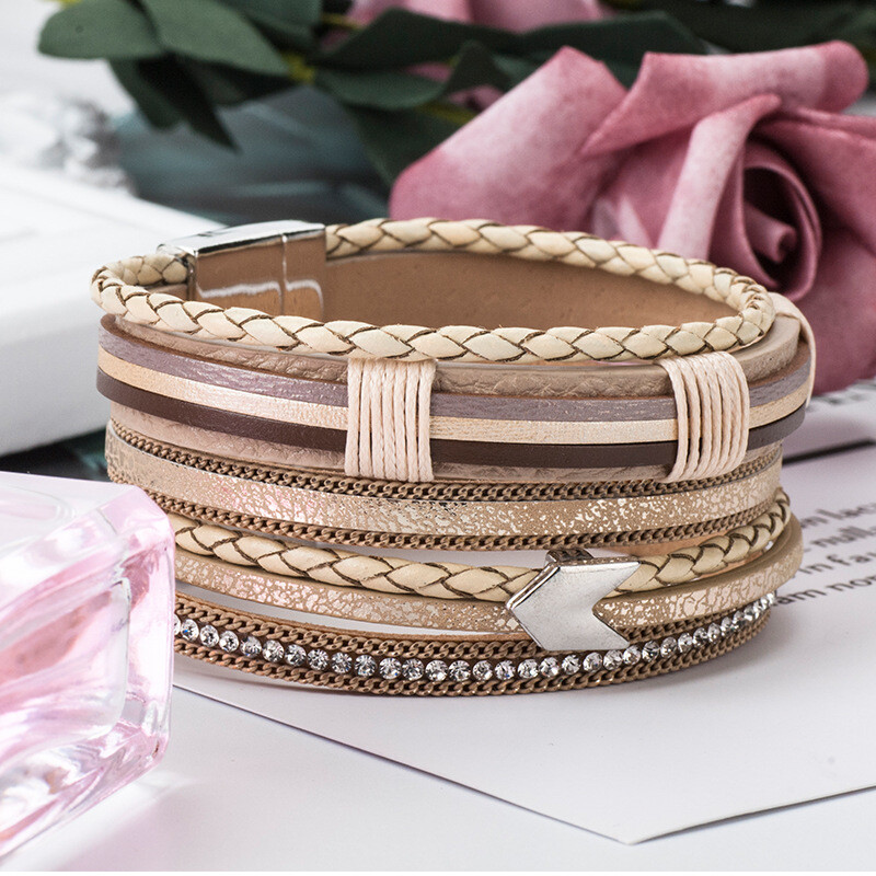 Modni Handma Bohemian Jewelry Dodatak Višeslojna tkana narukvica Kožna narukvica za žene