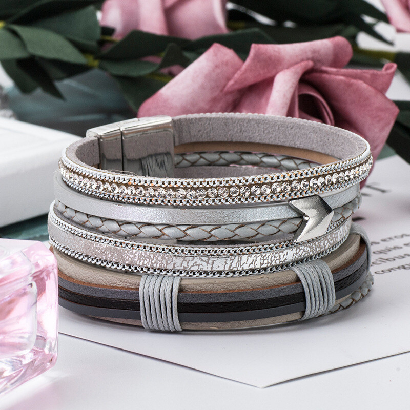 Modni Handma Bohemian Jewelry Dodatak Višeslojna tkana narukvica Kožna narukvica za žene