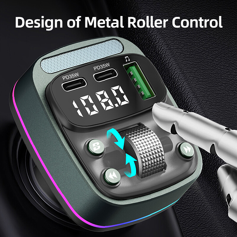 Transmițător FM Bluetooth 5.4 mașină MP3 player muzical USB flash drive fără pierderi încărcător auto dual PD35W încărcare rapidă handsfree