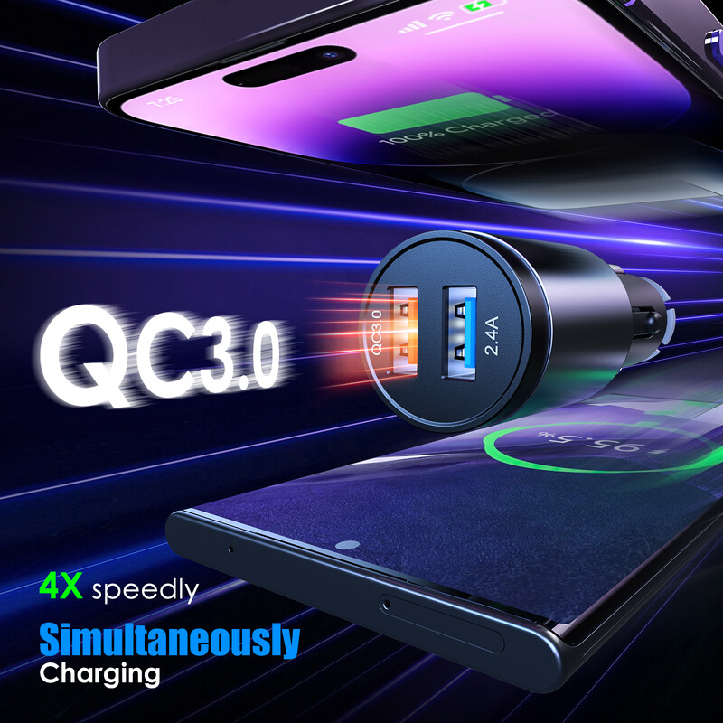 Modulator transmițător FM LENCENT Bluetooth 5.0 cu 2 porturi USB QC3.0 Încărcător rapid pentru mașină, player MP3, emițător radio, Kit auto