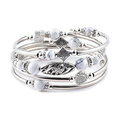 Ženska narukvica od prirodnog kamenja Etničke višeslojne retro plave tirkizne perle omotana narukvica Nakit Dodaci