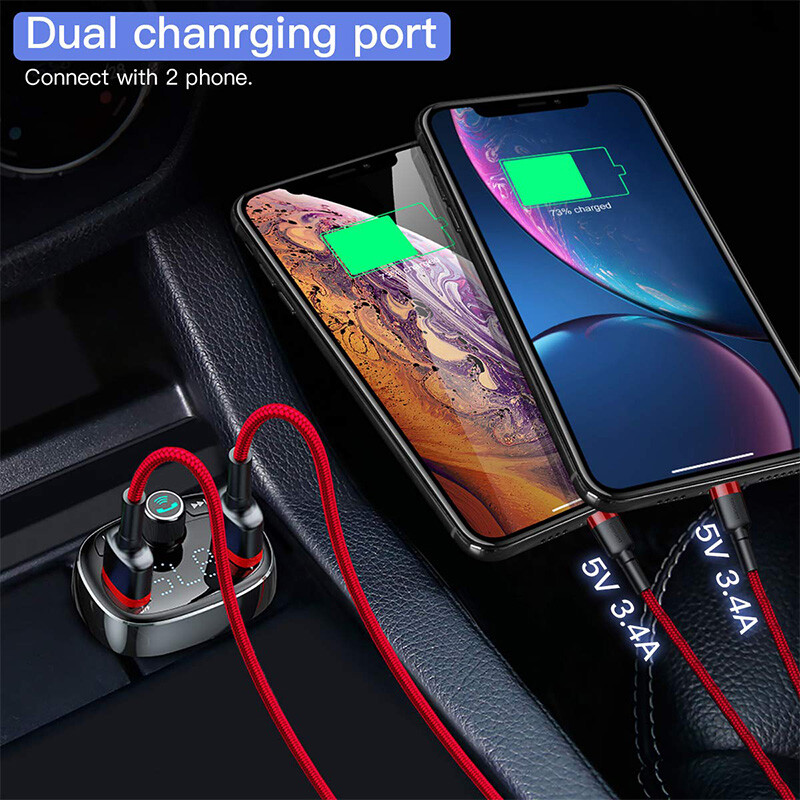 Baseus automobilski FM odašiljač Handsfree Bluetooth modulator 3.4A brzi dvostruki USB auto punjač Audio MP3 player za punjač mobitela