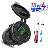 KEBIDU 18W telefon QC 3.0 utičnica za auto punjač digitalni zaslon voltmetar DC 12V-24V USB utičnica za punjenje ON-OFF prekidač za motocikl