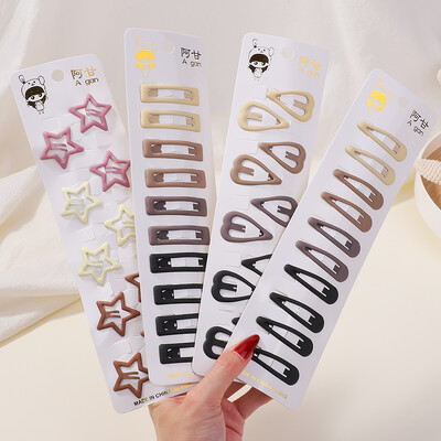 10db Kawaii Geometric Fém Hajtű Szett Női Lányok Gyerek Hajfogók Hajcsipesz Csapok Barrettes Kiegészítők Hajcsat Fejdísz