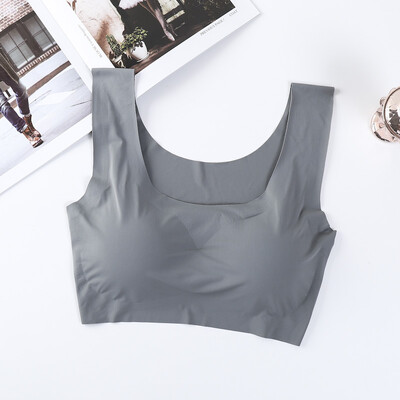 Sutiene fără cusături pentru femei Sutien activ din mătase de gheață dintr-o bucată Sutien sport push-up Bralette gratuit Lenjerie de corp pentru femei Crop Top Plus Size