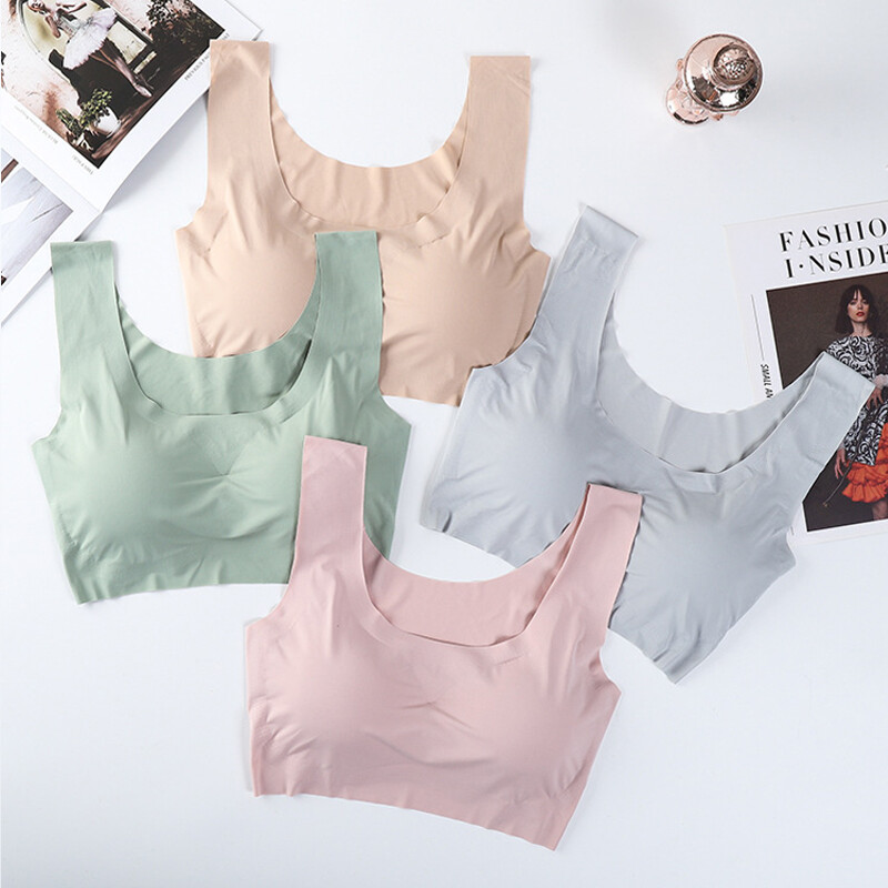 Sutiene fără cusături pentru femei Sutien activ din mătase de gheață dintr-o bucată Sutien sport push-up Bralette gratuit Lenjerie de corp pentru femei Crop Top Plus Size