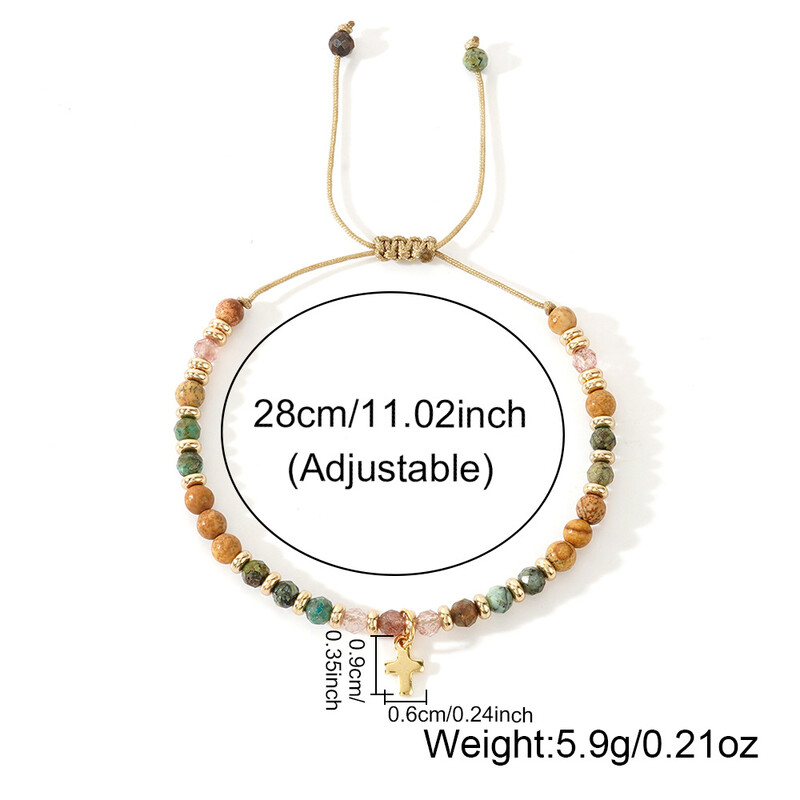 Vjerske narukvice od perli od prirodnog kamena s privjeskom za križ