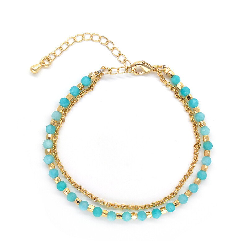 Bohēmijas stila apzeltīta ķēdes tīrradņi un slīpēti akmeņi ar krellēm