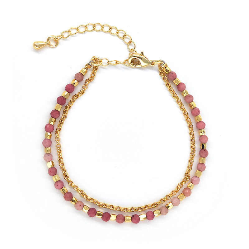 Bohēmijas stila apzeltīta ķēdes tīrradņi un slīpēti akmeņi ar krellēm