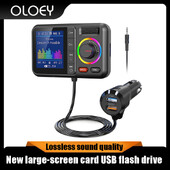 Transmițător FM fără fir cu ecran color mare 2.4A qc3.0 dual USB încărcare rapidă apel hands-free player MP3 pentru mașină