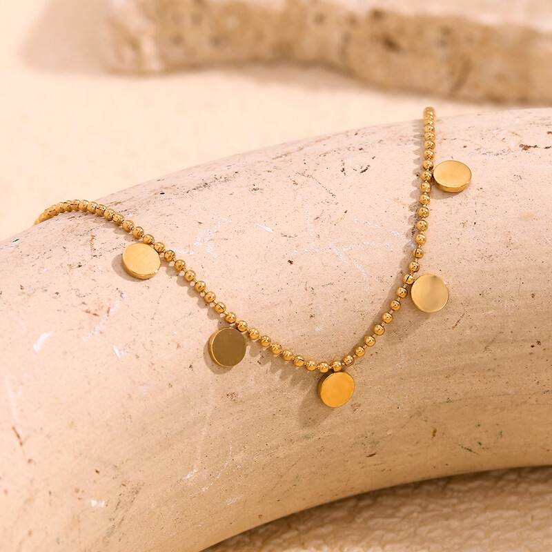 EBbelle Minimalist Lanț cu margele Piese rotunde Charms Brățări bijuterii din oțel inoxidabil femei Accesorii impermeabile zilnice femei