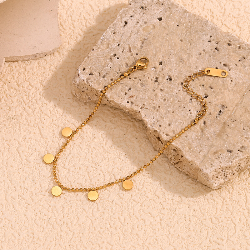 EBbelle Minimalist Lanț cu margele Piese rotunde Charms Brățări bijuterii din oțel inoxidabil femei Accesorii impermeabile zilnice femei