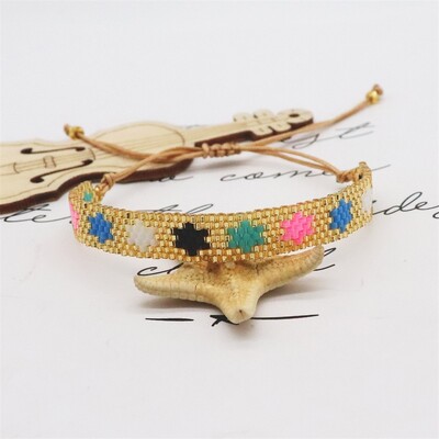 ZHONGVI Brățară Miyuki pentru femei, țesut la modă, model de stele, bijuterii reglabile, prietenie, boho, brățări colorate, cadou pentru fete