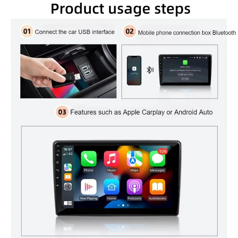 Mini 2u1 Android Auto Wireless&CarPlay adapter Smart Mini Box ključ Bluetooth WiFi Fast Connect Plug and Play Box