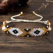 Brățară cu mărgele Originalitate Design Ochiul diavolului Geometrie Tricotat manual Boemia Ajustabil Tide Brățară simplă cu margele de orez