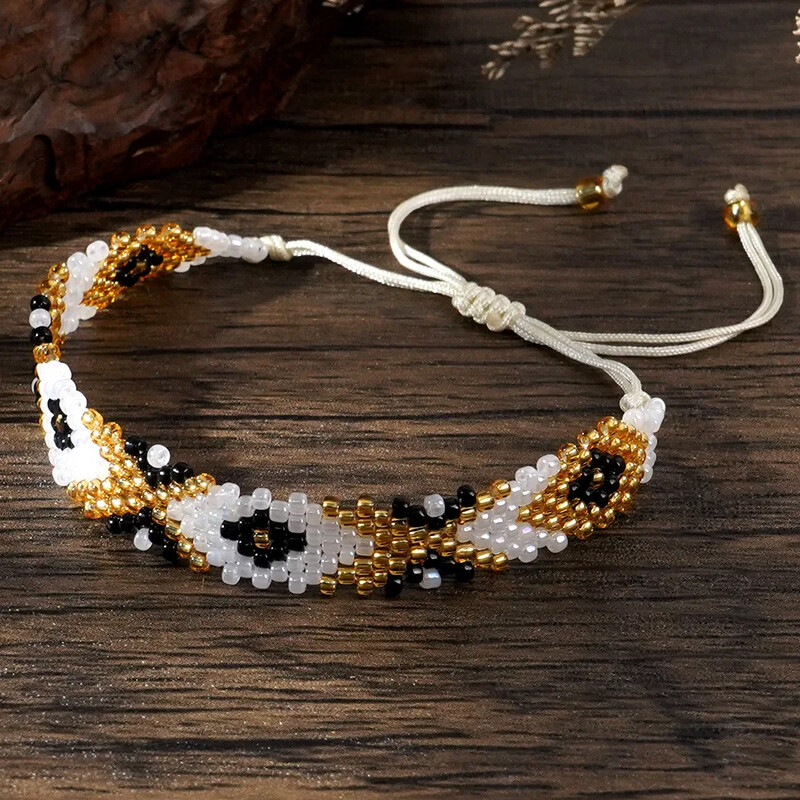 Brățară cu mărgele Originalitate Design Ochiul diavolului Geometrie Tricotat manual Boemia Ajustabil Tide Brățară simplă cu margele de orez