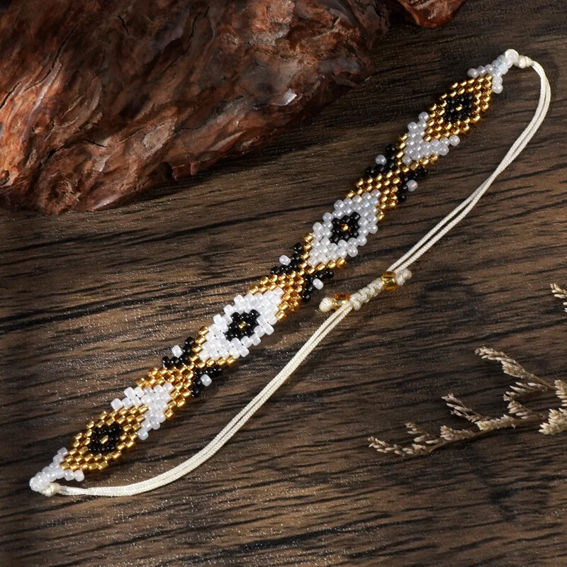 Brățară cu mărgele Originalitate Design Ochiul diavolului Geometrie Tricotat manual Boemia Ajustabil Tide Brățară simplă cu margele de orez