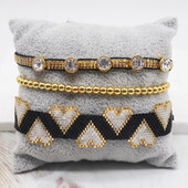 Brățară cu mărgele Design în formă de inimă Originalitate Geometrie Tricotat manual Boemia Reglabil Tide Simplu Set de brățări cu margele de orez