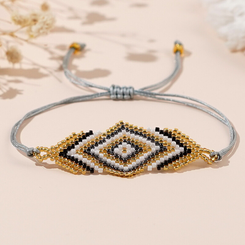 Narukvica od perli Geometrijski dizajn Originalnost Ručno pletenje Bohemija Podesiva plima Jednostavna narukvica od rižinih perli