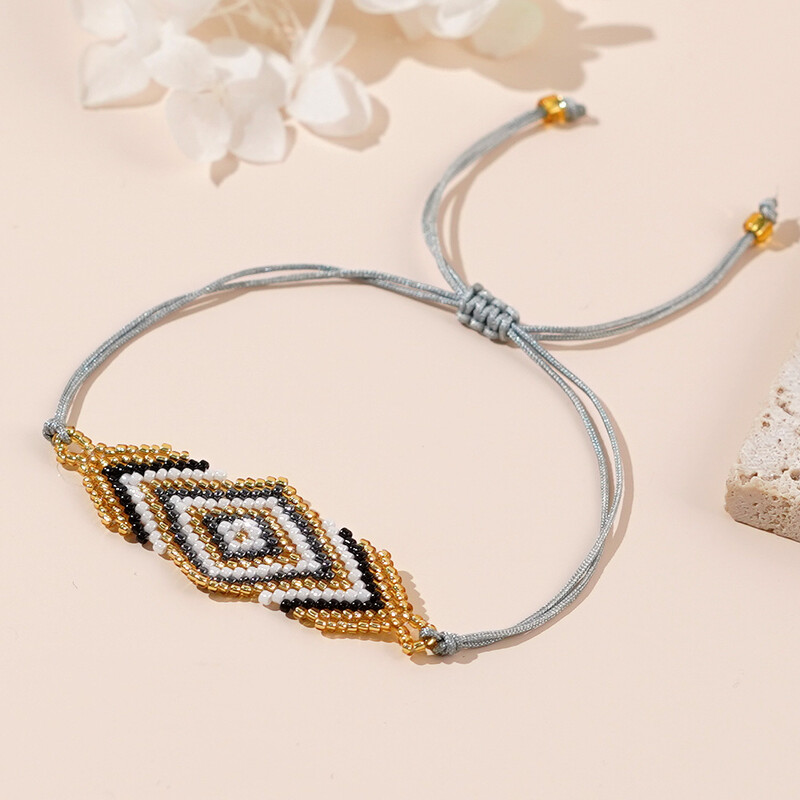 Narukvica od perli Geometrijski dizajn Originalnost Ručno pletenje Bohemija Podesiva plima Jednostavna narukvica od rižinih perli