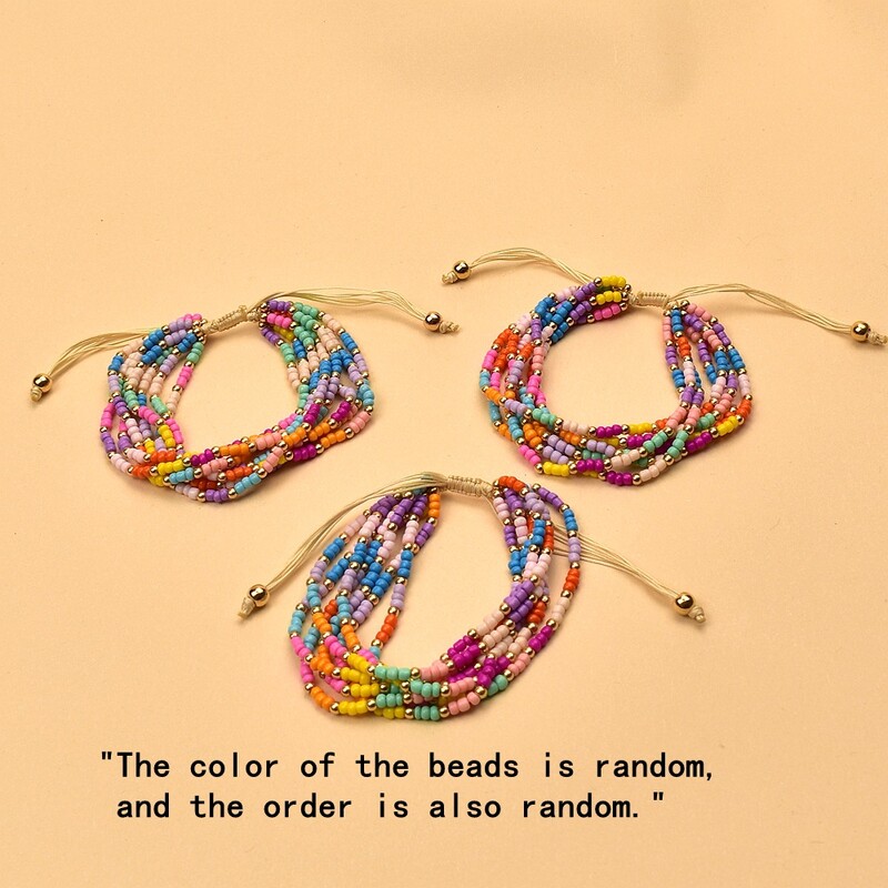 Brățară cu mărgele Originalitate Multistrat tricotat manual Boemia Reglabil Gradient de culoare Tide Simplu Brățară cu margele de orez