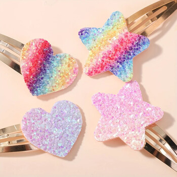 16 τμχ Fashion Glitter Rainbow Flower Rabbit BB Χειροποίητες φουρκέτες για χαριτωμένα κορίτσια Κλιπ μαλλιών Barrettes Headwear Αξεσουάρ μαλλιών