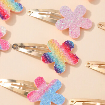 16 τμχ Fashion Glitter Rainbow Flower Rabbit BB Χειροποίητες φουρκέτες για χαριτωμένα κορίτσια Κλιπ μαλλιών Barrettes Headwear Αξεσουάρ μαλλιών