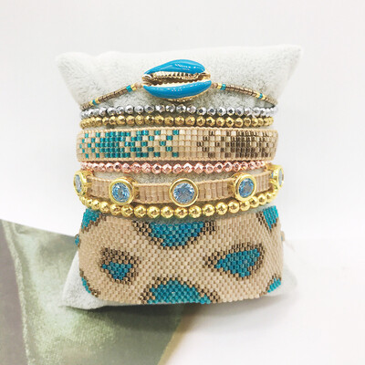 Narukvica s perlama Leopard print Gradient Originality Ručno pletenje Bohemia Podesivi dizajn Tide Simple Rice perle set narukvica