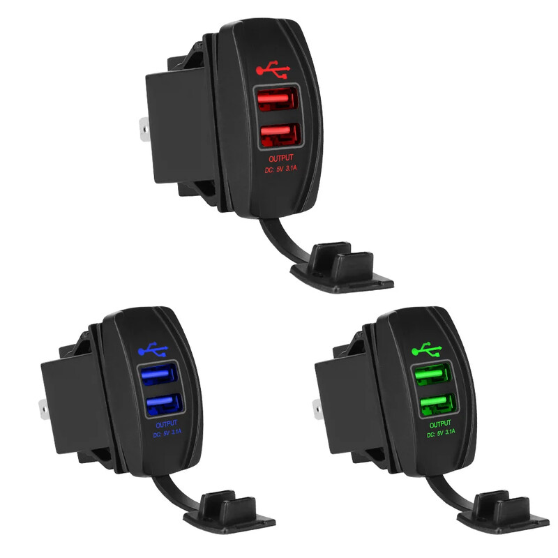 24V 12V Motocikl USB punjači 3.0 LED utičnica Strujni adapter s vodootpornim poklopcem Automobilski razdjelnik Kamion Karavan RV Dodaci