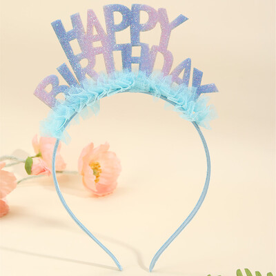 1 buc. Bentite roz La mulți ani pentru femei, fete, sclipici, coroană, cercuri de păr, accesorii pentru cap cu paiete și beteală