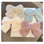 Agraf de păr cu fundă mare de pluș, catifea, cap din spate, ac de păr, versiunea coreeană, accesorii pentru cap, agrafă pufoasă, agrafă de sus, accesorii de păr