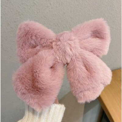 Agraf de păr cu fundă mare de pluș, catifea, cap din spate, ac de păr, versiunea coreeană, accesorii pentru cap, agrafă pufoasă, agrafă de sus, accesorii de păr