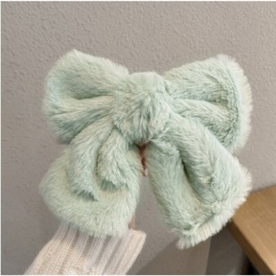 Agraf de păr cu fundă mare de pluș, catifea, cap din spate, ac de păr, versiunea coreeană, accesorii pentru cap, agrafă pufoasă, agrafă de sus, accesorii de păr