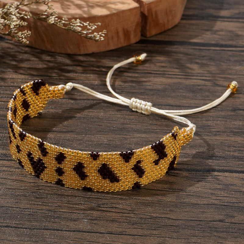 Narukvica s perlama Originalnost Leopard print Ručno pletenje Nepravilan dizajn Heart Bohemia Podesiva plima Narukvica od rižinih perli