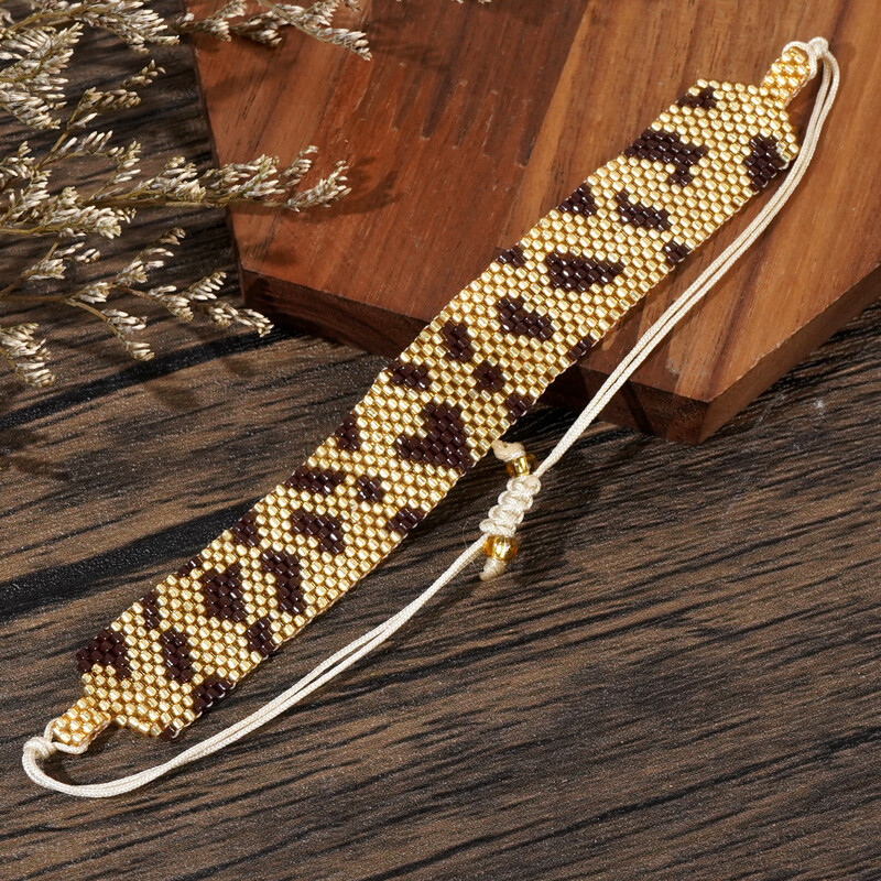 Narukvica s perlama Originalnost Leopard print Ručno pletenje Nepravilan dizajn Heart Bohemia Podesiva plima Narukvica od rižinih perli