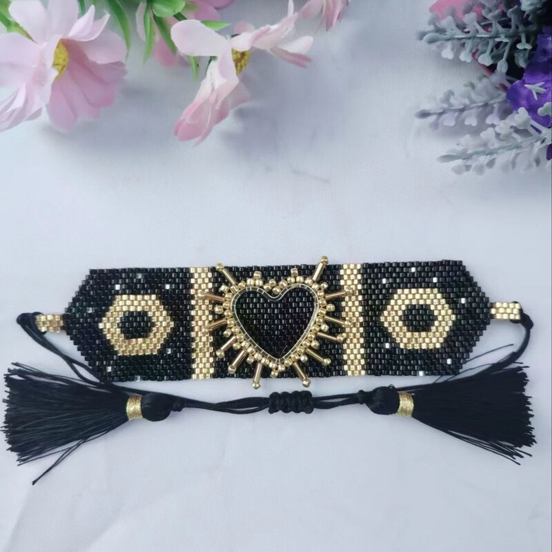 Narukvica s perlama Originalnost Leopard print Ručno pletenje Nepravilan dizajn Heart Bohemia Podesiva plima Narukvica od rižinih perli