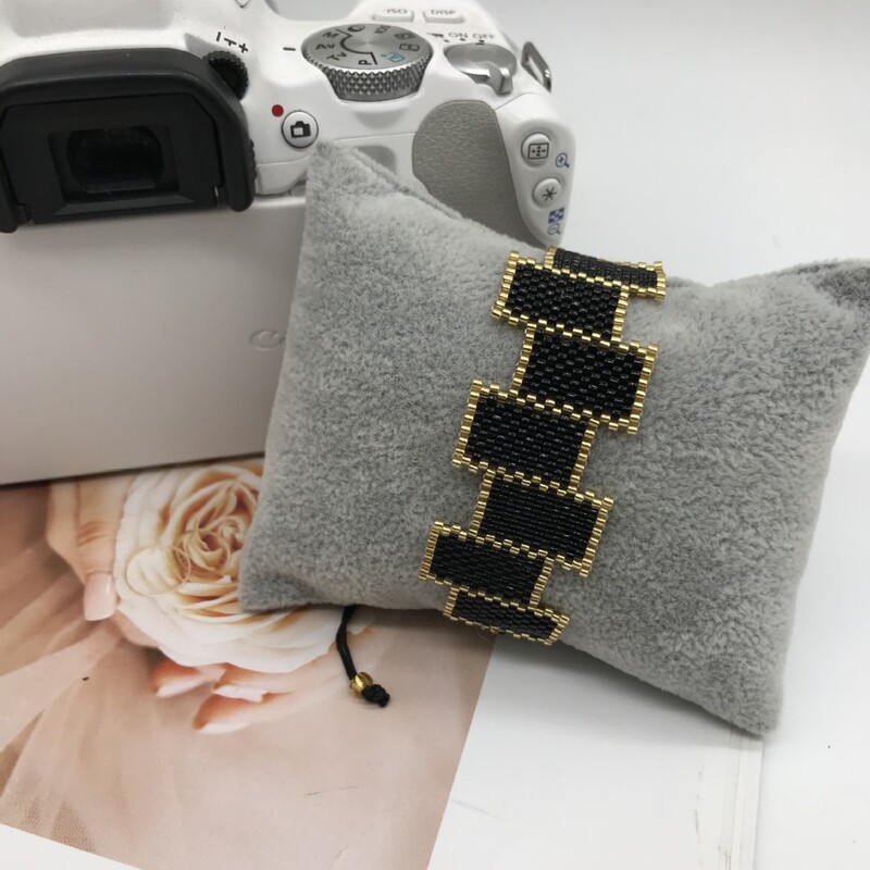 Bratara cu margele Originalitate Dreptunghi Negru Geometrie Design Boemia Tricotat manual Tide ajustabil Bratara cu margele de orez