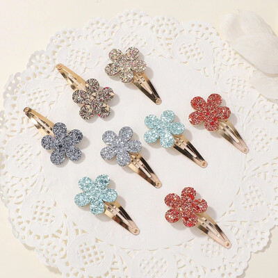 8 bucăți de modă sclipici flori curcubeu iepure BB agrafe de păr lucrate manual pentru fete drăguțe agrafe de păr accesorii pentru păr
