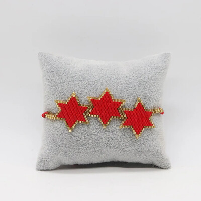 Narukvica od perli Star Hexagon Red Ručno pletenje Bohemia Originality Jednostavan prilagodljiv dizajn Tide Set narukvica od rižinih perli