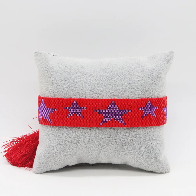 Narukvica od perli Star Hexagon Red Ručno pletenje Bohemia Originality Jednostavan prilagodljiv dizajn Tide Set narukvica od rižinih perli