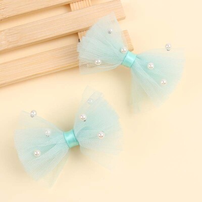 ncmama 2 bucăți fundite din șifon agrafe drăguțe din dantelă cu perle de păr clemă pentru fete dulci, cleme laterale, accesorii pentru păr coreeane