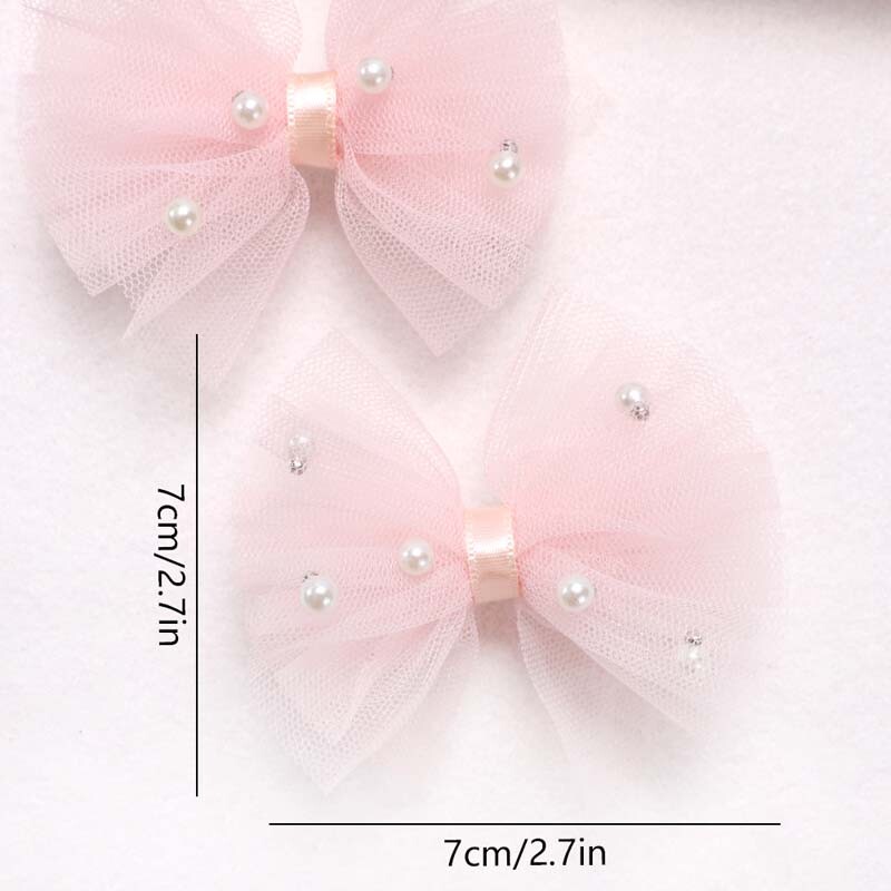 ncmama 2 bucăți fundite din șifon agrafe drăguțe din dantelă cu perle de păr clemă pentru fete dulci, cleme laterale, accesorii pentru păr coreeane