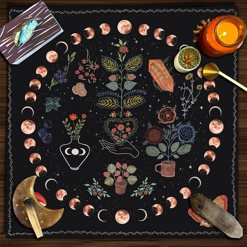 Față de masă pentru cărți de tarot Mandala arborele vieții fluture ciuperci constelație față de masă din catifea față de masă în stil ins