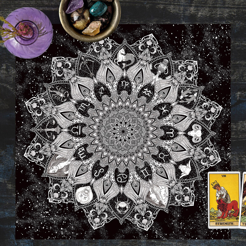 Față de masă pentru cărți de tarot Mandala arborele vieții fluture ciuperci constelație față de masă din catifea față de masă în stil ins